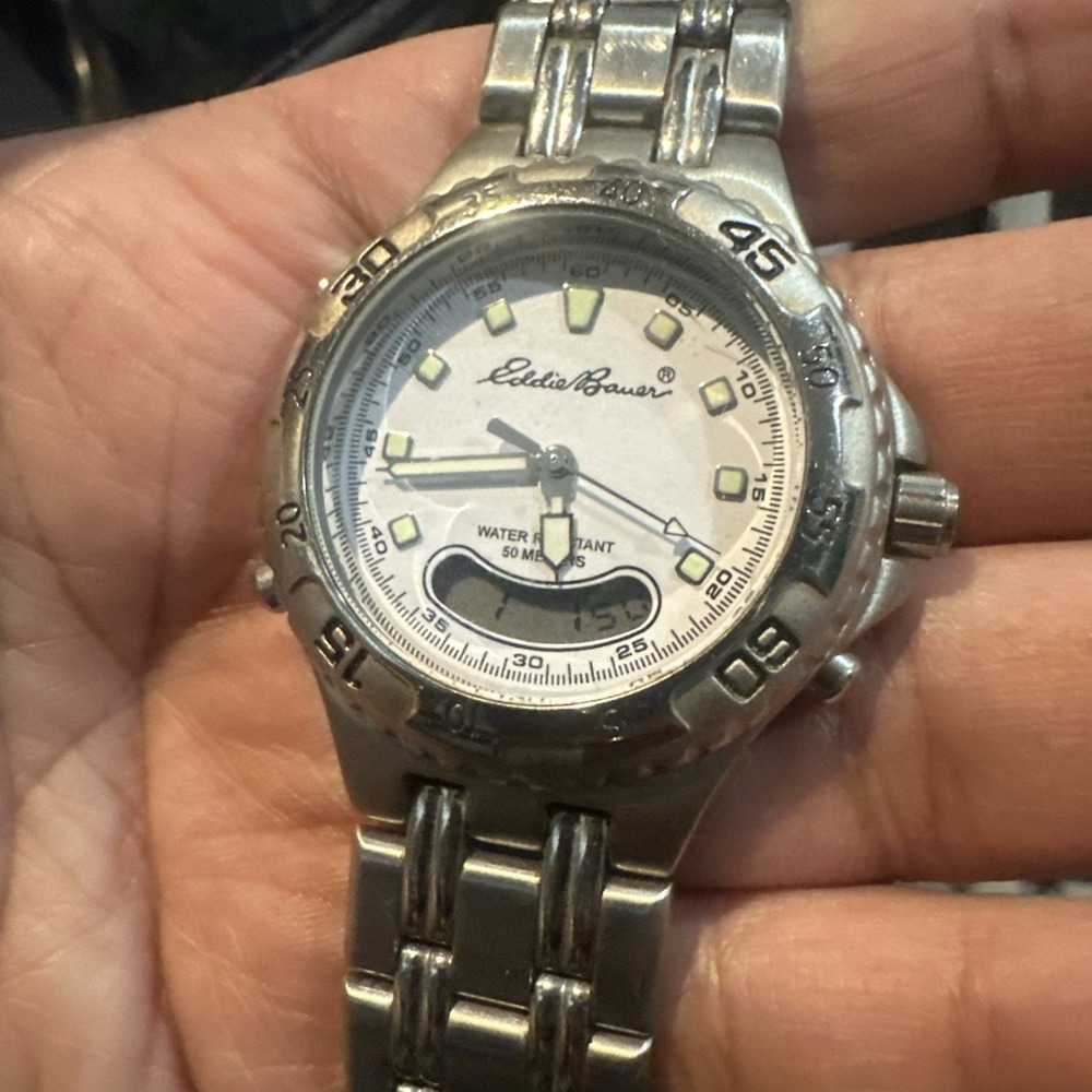 Vintage Eddie Bauer Analog Digital Men's Dive Watch Steel Sport 38mm Repair